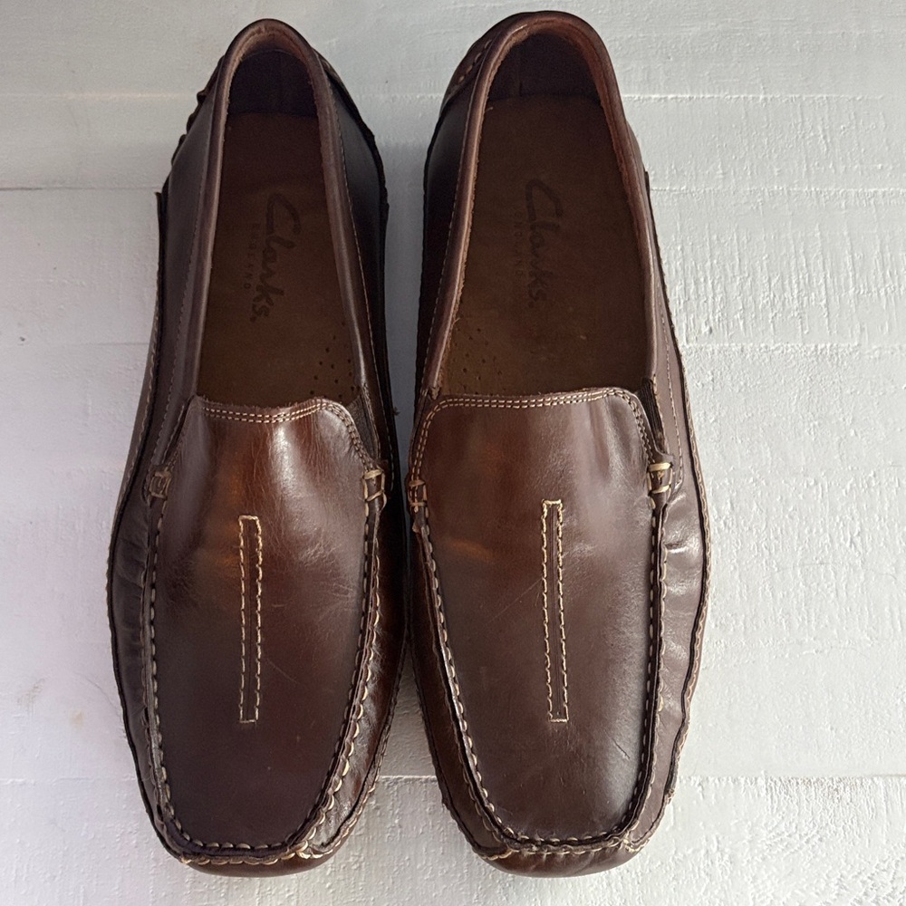 Clarks Men's Dark Brown Leather Slip-On Loafers